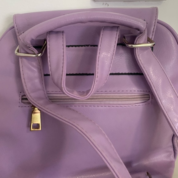 Purple Faux Leather Backpack with Modern Clasp - Picture 4 of 10